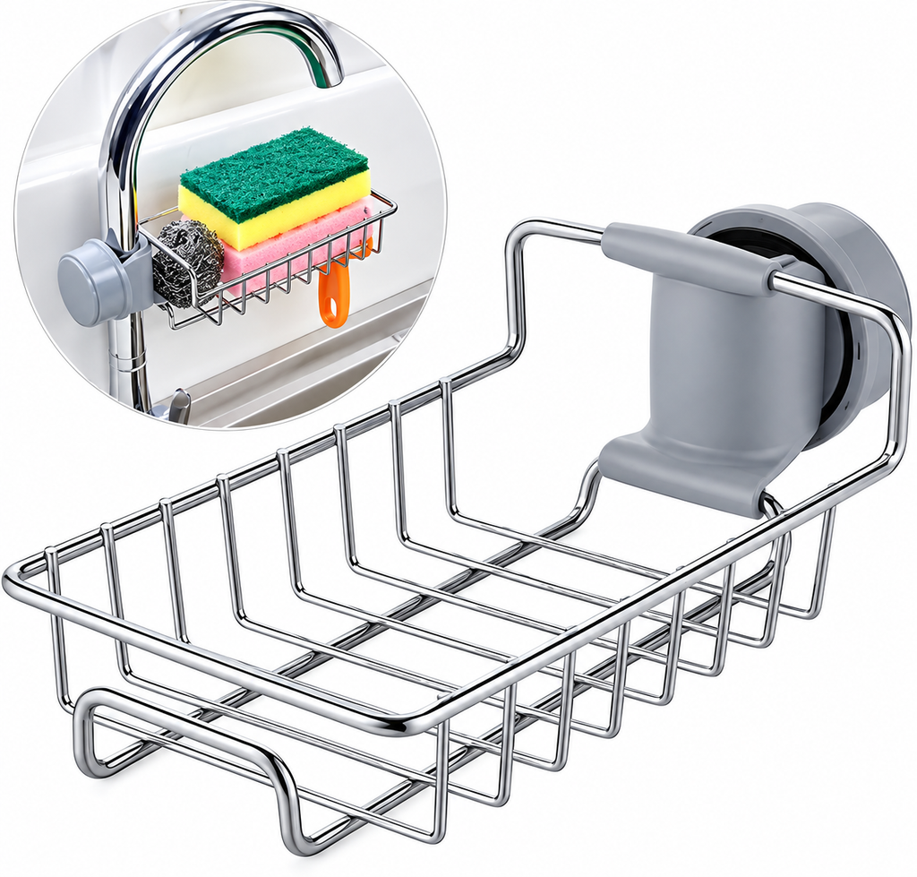 Stainless Steel Faucet-Mounted Sink Rack