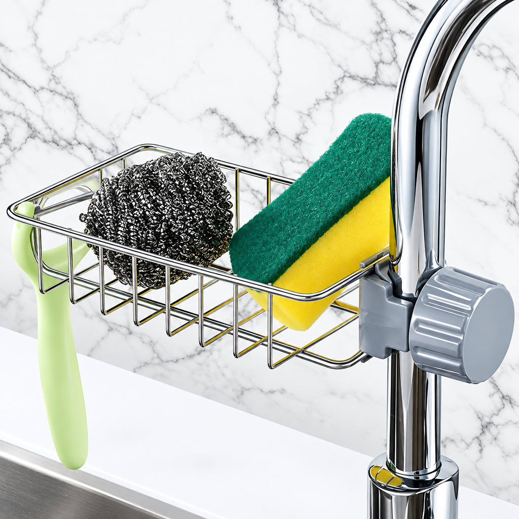 Stainless Steel Faucet-Mounted Sink Rack