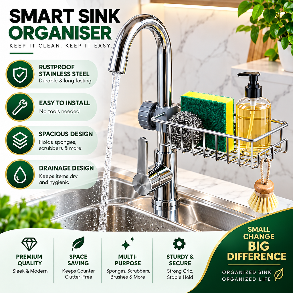 Stainless Steel Faucet-Mounted Sink Rack